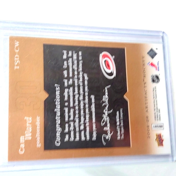 Cam Ward Upper Deck Artifacts Treasured Swatches: Carolina Hurricanes - Picture 2 of 2